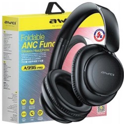 سماعة رأس  Awei A996 Pro لاسلكية قابلة للطي ، قابلة لإعادة الشحن ، بلوتوث 5.0، خاصية ANC، أسود، 
