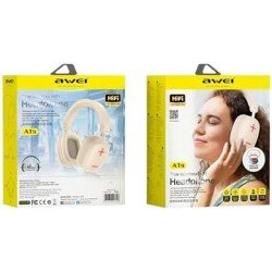 Awei AT9 Wireless Headphones Bluetooth v6.0 Earphones Foldable Gaming Headset with Mic - Beige - Local Warranty 6 Months