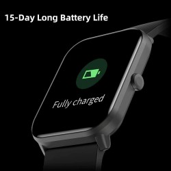 IMILAB W01-BK Waterproof Sports Smartwatch 24h Bio Tracker, 38g Lightweight, 1.69-inch Full-Touch Square Screen, 70+ Sports Modes Black