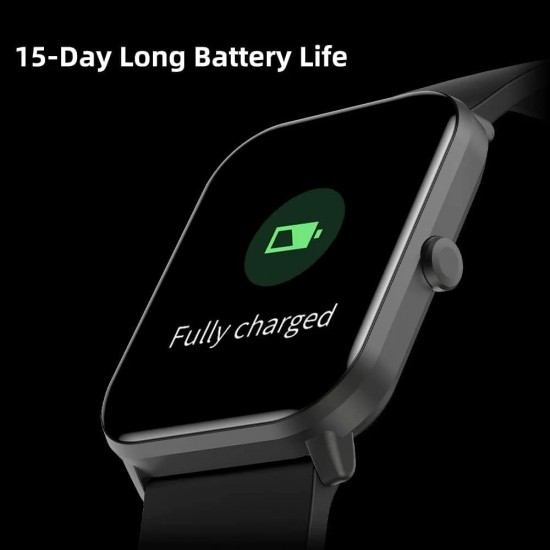 IMILAB W01-BK Waterproof Sports Smartwatch 24h Bio Tracker, 38g Lightweight, 1.69-inch Full-Touch Square Screen, 70+ Sports Modes Black