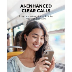 سماعات أذن لاسلكية ساوند كور K20i من انكر ببلوتوث ووقت تشغيل 36 ساعة وتقنية شحن سريع وصوت واضح ومكالمات واضحة ENC 2 وميكروفون ومعادل مخصص وتصنيف IPX5 وتحكم عبر التطبيق، (أسود) ضمان 18 شهر