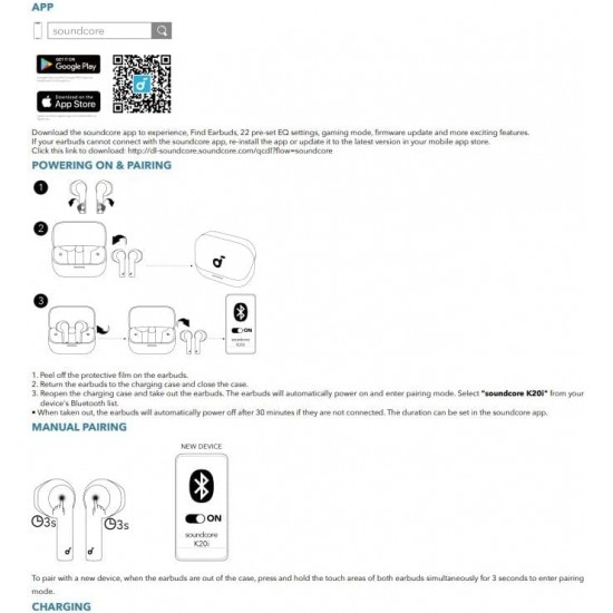 سماعات أذن لاسلكية ساوند كور K20i من انكر ببلوتوث ووقت تشغيل 36 ساعة وتقنية شحن سريع وصوت واضح ومكالمات واضحة ENC 2 وميكروفون ومعادل مخصص وتصنيف IPX5 وتحكم عبر التطبيق، (أسود) ضمان 18 شهر