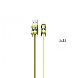 Hoco Cable charging data Lightning For Apple U30 - Gold - Length 1.2M - Weight 42g - Outer cladding stainless steel spring metal material, inner TPE round wire  Hoco Cable charging data Lightning For Apple U30 - Gold - Length 1.2M - Weight 42g - Outer cladding stainless steel spring metal material, inner TPE round wire