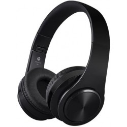 Bluetooth Headset – Macaron Set – Model – P33 – Works on Phone – Rechargeable – Built-in Microphone – Radio – Memory Card Input – Over-Ear - Black 