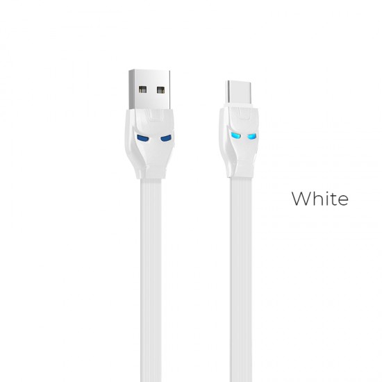 Hoco Cable Type-C  U14 - White - Length 1.2M - Weight 26g - Tinned copper wire core, with 126 wires, 2.4A 