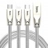  Hoco cable U9 3in1 Zinc Alloy  - White - Length 1.5m - Weight 68g- Suitable for smart devices with Lightning, Micro-USB and Type-C interfaces