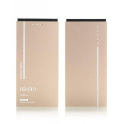 Remax RPP-65 Relan powerbank 10000 with 2 in 1 data cable (lighting and Micro) - Beige - dimension 135*66.5*15mm