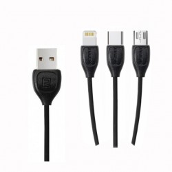 Remax RC-050th Lesu cable (3*1) - Black - Lesu 3-in-1 Data Cable - Cable Length: 1000±20mm - Interface: Lightning - Micro - Type-c USB Remax RC-050th Lesu cable (3*1) - Black - Lesu 3-in-1 Data Cable - Cable Length: 1000±20mm - Interface: Lightning - Micro - Type-c USB