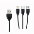 Remax RC-050th Lesu cable (3*1) - Black - Lesu 3-in-1 Data Cable - Cable Length: 1000±20mm - Interface: Lightning - Micro - Type-c USB