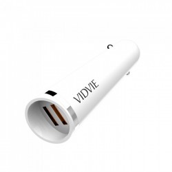 Vidvie CC506 Car Charger  / White / Input : DC12-24V / Output : 5V-2.4A (MAX) / USB port: 2 USB / Working temperature:-10?-50? / The torch fast car charger fashion practical smart charging with cable  ·