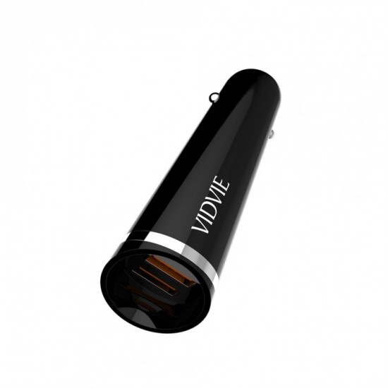 Vidvie CC506 Car Charger  / Black  / Input : DC12-24V / Output : 5V-2.4A (MAX) / USB port: 2 USB / Working temperature:-10?-50? / The torch fast car charger fashion practical smart charging with cable  ·