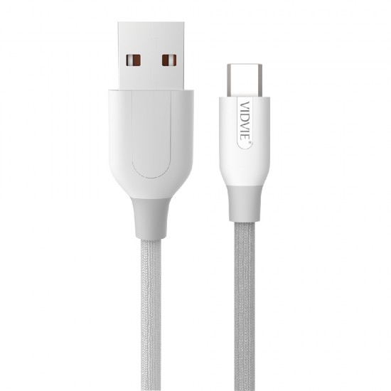 VIDVIE Android Cable CB419 - White - Model: CB419 - Output: 3.5A(MAX) - Material: cloth - Length: 100cm - Cable: micro or lightning