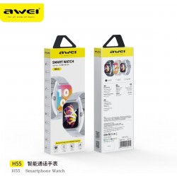 Awei H55 Multifunctional Smart Watch (Men/Women) Fitness Sports Bracelet Compatible with Android iOS- Silver