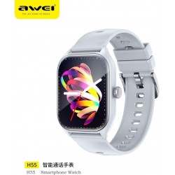 Awei H55 Multifunctional Smart Watch (Men/Women) Fitness Sports Bracelet Compatible with Android iOS- Silver