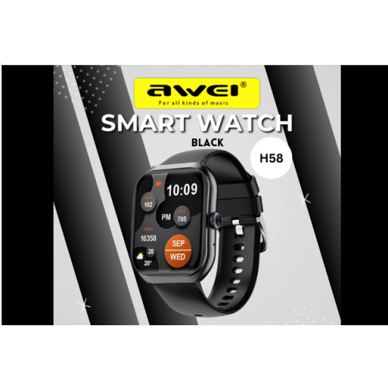 Awei H58 Multifunctional Smart Watch (Men/Women) Fitness Sports Bracelet Compatible with Android iOS- Black