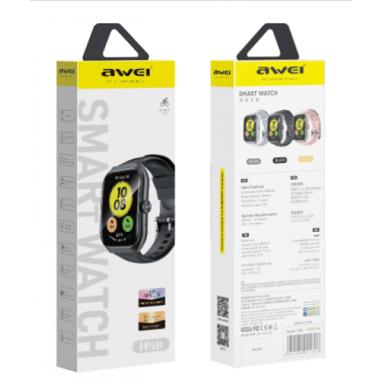 Awei H58 Multifunctional Smart Watch (Men/Women) Fitness Sports Bracelet Compatible with Android iOS- Black