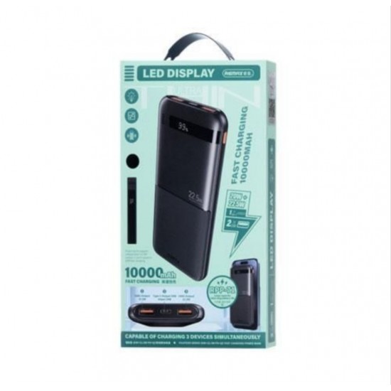 REMAX Piloteer Series RPP-71 20W+22.5W Fast Charging Power Bank 10000mAh Dual USB Portable Digital Display Power Banks - Black
