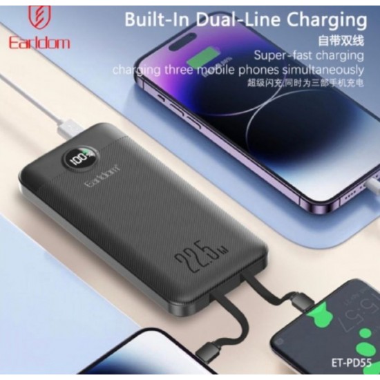 Joyroom JR-QP191 22.5W Power Bank 10000mAh With Large Digital Display Supports PD3.0,QC3.0 - Black