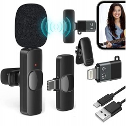 2 in 1 K8 Wireless Microphone, Digital Mini Portable Recording Clip Mic with Receiver for All Type-C Lightning Mobile Phones and Iphone for Online Class and Zoom Call 2 in 1 K8 Wireless Microphone, Digital Mini Portable Recording Clip Mic with Receiver for All Type-C Lightning Mobile Phones and Iphone for Online Class and Zoom Call