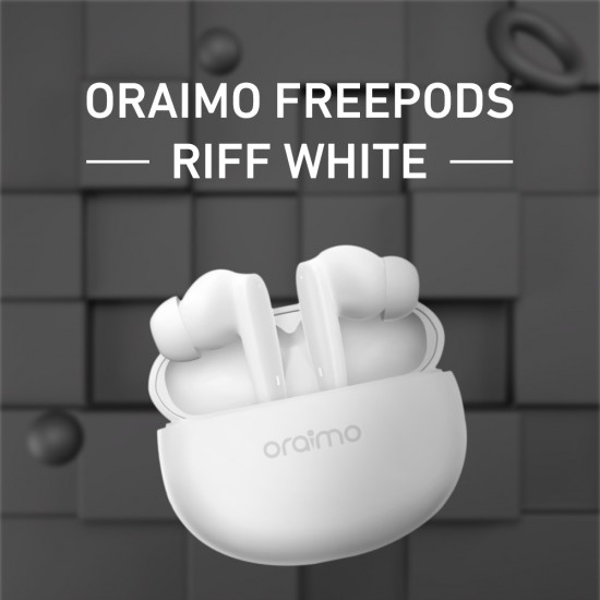 Oraimo Riff ENC أصغر لسماعات الأذن اللاسلكية الحقيقية المريحة  أبيض  + ضمان 12 شهر من الوكيل المحلي