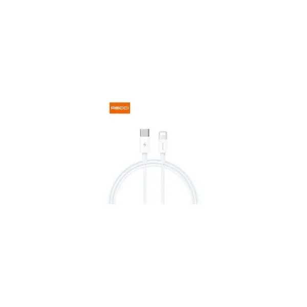 كيبل Recci RS06CL PVC للشحن السريع PD 20W - USB-C إلى Lightning بطول 1 متر - أبيض