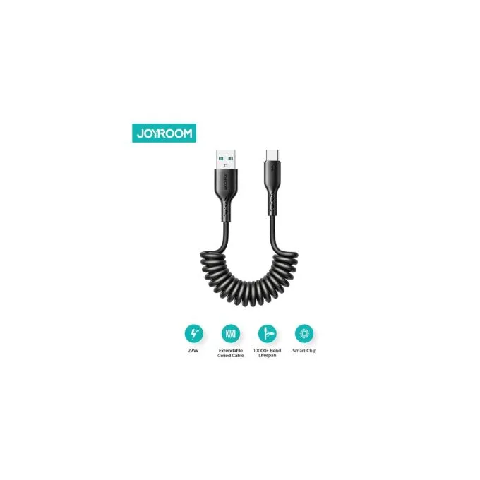 1 (3) كابل شحن ونقل بيانات Joyroom S-A38 USB-C إلى Lightning بقوة 30 واط وطول 1.5 متر - أسود