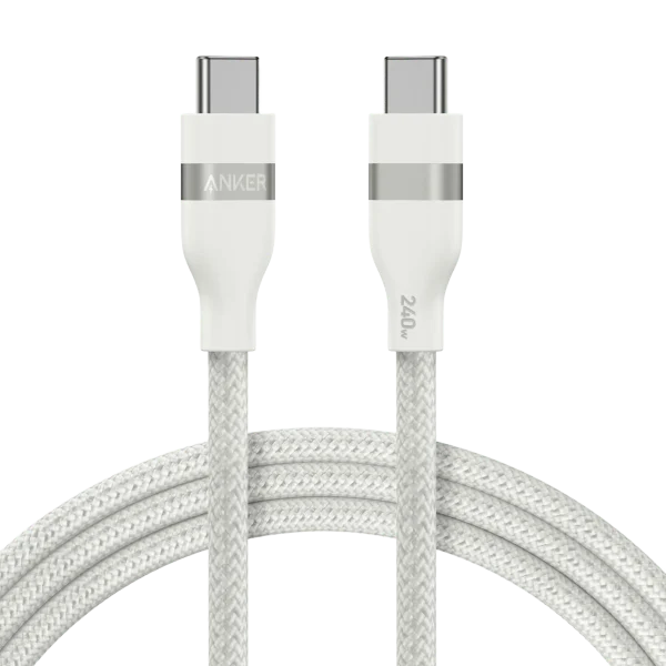 كابل أنكر باورلاين فلو USB-C إلى USB-C بقوة 240 واط بطول 6 قدم (1.8 متر) - أبيض | A82E2H22