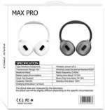 Max Pro Wireless Over-Ear Headphones - Stereo Sound, Adjustable, Long-Lasting Battery - Image 4