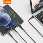 ⁦كابل Recci سريع الشحن 3 في 1 (لايتنينج، تايب سي، مايكرو) بطول 120 سم - RTC-T12⁩ - الصورة ⁦2⁩