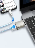 ⁦محول Joyroom S-H151 USB-C إلى USB-A (أنثى) مع فتحة حبل، فضي⁩ - الصورة ⁦5⁩