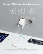 Anker 521 Multi-Port Wall Charger (5-in-1) White | A92A2321-18-month warranty from the local official agent - Image 3