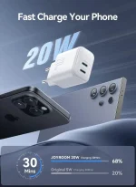 Joyroom JR-TCF12 20W Dual-Port USB-C Charger - White - Image 3