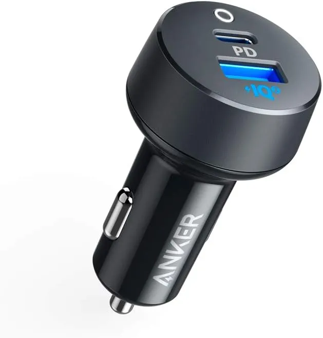 شاحن سيارة Anker PowerDrive 35W بمنفذي PD و USB-A لشحن سريع شاحن سيارة Anker PowerDrive 35W بمنفذي PD و USB-A لشحن سريع