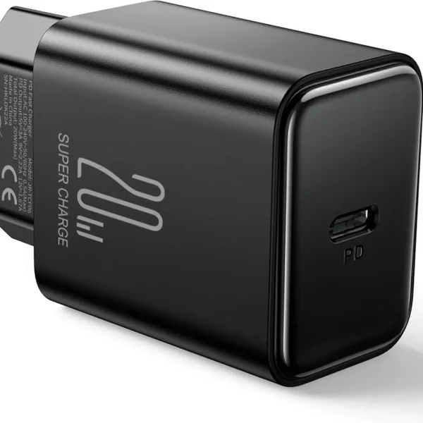 شاحن Joyroom Flash Series JR-TCF06 أحادي المنفذ 20 وات بتقنية توصيل الطاقة (PD) USB أسود