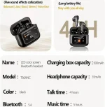 AWEI T96 ANC Wireless Earphones with Bluetooth 5.4 and LED Display - Black - Image 2