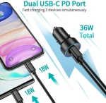 ⁦شاحن سيارة Choetech-C0054-V2 مزدوج PD بقوة 40 واط - شحن فائق السرعة⁩ - الصورة ⁦4⁩