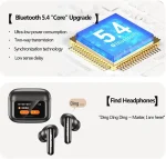 AWEI T96 ANC Wireless Earphones with Bluetooth 5.4 and LED Display - Black - Image 6