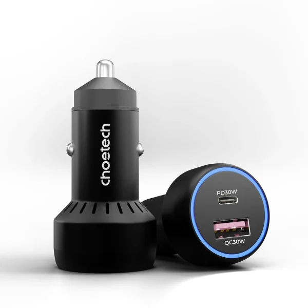 60W Dual USB-C+ USB-A Fast Car Charger