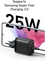 ⁦شاحن Anker PowerPort III 25W سريع الشحن - أبيض (A2642G21)ضمان 18 شهر من الوكيل الرسمي المحلي⁩ - الصورة ⁦2⁩