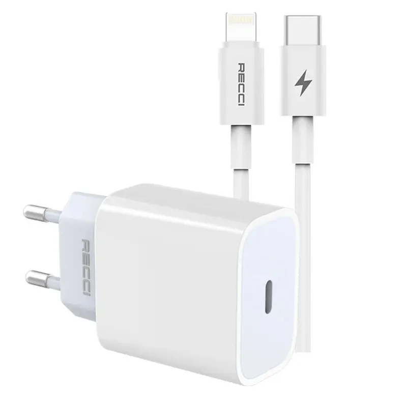 6660208530 شاحن سفر Recci PD بقوة 20 واط بمنفذ USB-C - طراز RCK-16ECL
