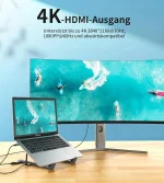 Choetech 7in1 HUB Stand -HUB-M48- Multifunctional USB-C Docking Station with PD Charging and 4K HDMI (Grey) - Image 5