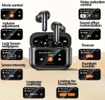 AWEI T96 ANC Wireless Earphones with Bluetooth 5.4 and LED Display - Black - Image 3