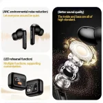 AWEI T96 ANC Wireless Earphones with Bluetooth 5.4 and LED Display - Black - Image 5