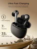Joyroom JR-FN1 Wireless Earphones with Active Noise Cancelling and Environmental Technology, Black - Image 7