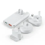 Choetech PD6011 PD65W GaN Ultra-Slim Dual USB-C & USB-A Port Wall Charger, White - Image 3