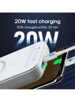 ⁦باور بانك لاسلكي مغناطيسي صغير Joyroom JR-W020 بقوة 20 واط وسعة 10000 مللي أمبير - أبيض⁩ - الصورة ⁦3⁩