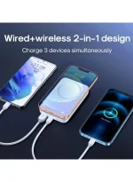 ⁦باور بانك لاسلكي مغناطيسي صغير Joyroom JR-W020 بقوة 20 واط وسعة 10000 مللي أمبير - أبيض⁩ - الصورة ⁦2⁩