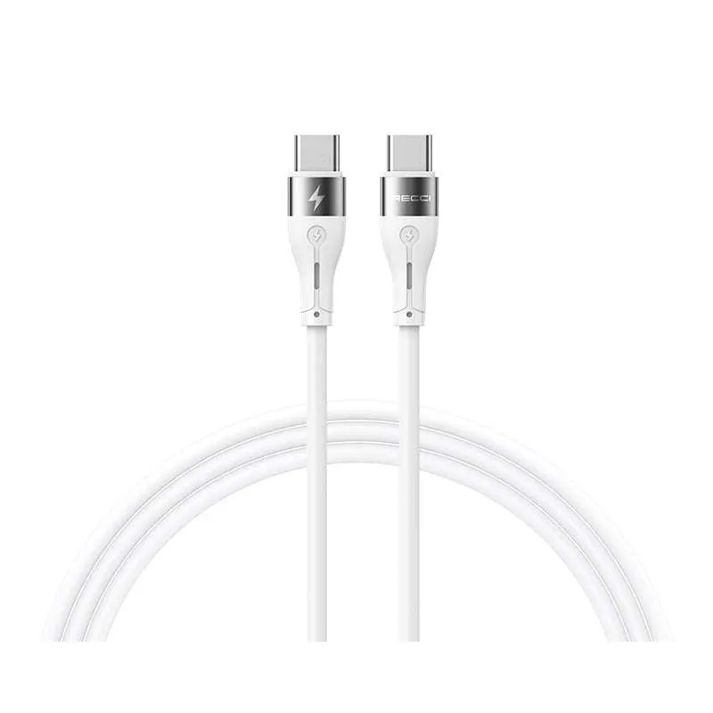 RS11CC كابل شحن سريع RECCI RS11CC 65W Type-C إلى Type-C من السيليكون (1 متر) - أبيض