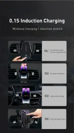 Recci 15W Fast Wireless Car Charger and Holder for Vents RHO-C27 - Image 8