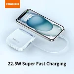 Recci RPB-P46 High Power Fast Charging 10000mAh Power Bank with 2 Built-in Cables - Beige - Image 5